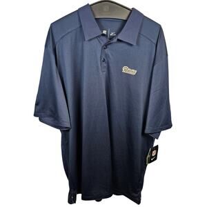 St Louis Rams NFL On Field Nike Dri Fit Navy Short Sleeve Polo Shirt XXL 2XL NWT